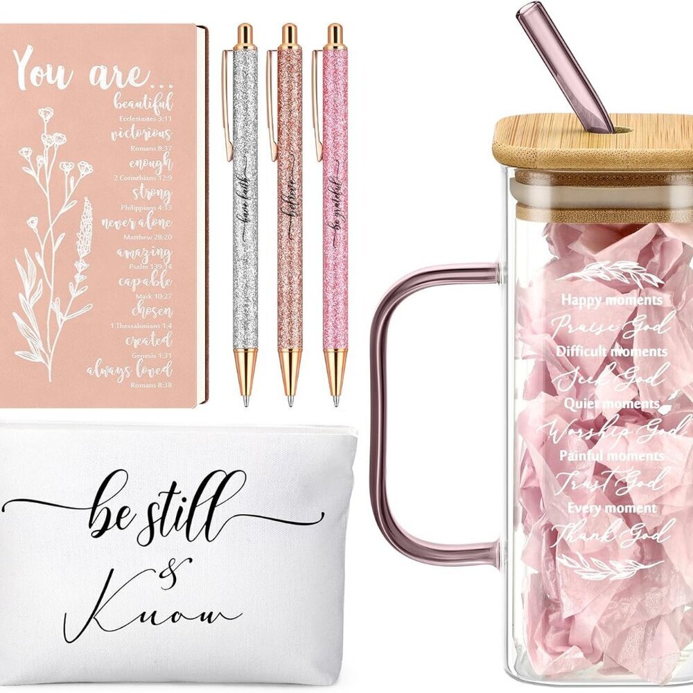Christian Gifts Set for Women Journal Cup Pens with Pouch Bible Study Supplies